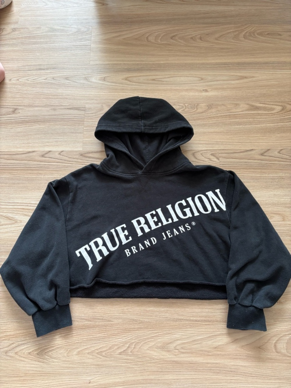 True Religion Cropped Black Hoodie